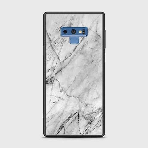 Samsung Galaxy Note 9 Cover - White Marble Series - HQ Ultra Shine Premium Infinity Glass Soft Silicon Borders Case