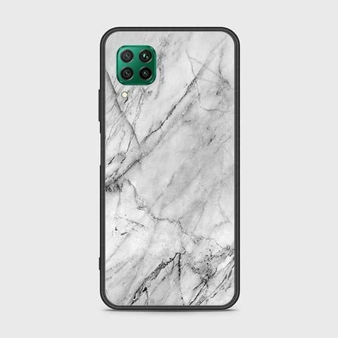 Huawei Nova 7i Cover - White Marble Series - HQ Ultra Shine Premium Infinity Glass Soft Silicon Borders Case