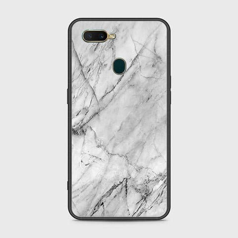 Oppo A5s Cover - White Marble Series - HQ Ultra Shine Premium Infinity Glass Soft Silicon Borders Case