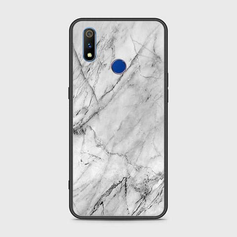 Realme 3i Cover - White Marble Series - HQ Ultra Shine Premium Infinity Glass Soft Silicon Borders Case