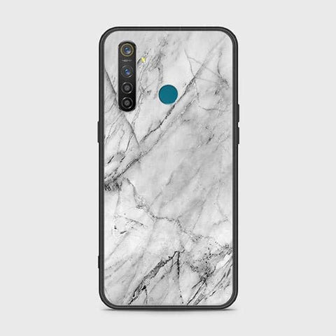 Realme 5 Pro Cover - White Marble Series - HQ Ultra Shine Premium Infinity Glass Soft Silicon Borders Case