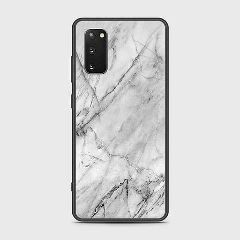 Samsung Galaxy S20 Plus Cover - White Marble Series - HQ Ultra Shine Premium Infinity Glass Soft Silicon Borders Case