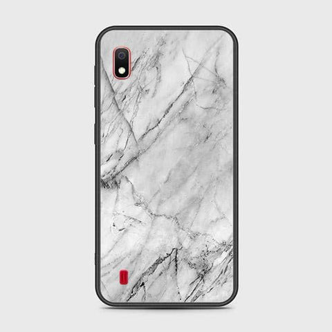 Samsung Galaxy A10 Cover - White Marble Series - HQ Ultra Shine Premium Infinity Glass Soft Silicon Borders Case