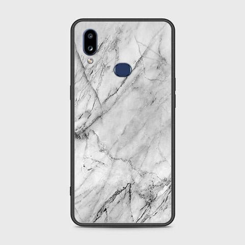 Samsung Galaxy A10s Cover - White Marble Series - HQ Ultra Shine Premium Infinity Glass Soft Silicon Borders Case