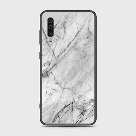 Samsung Galaxy A50 Cover - White Marble Series - HQ Ultra Shine Premium Infinity Glass Soft Silicon Borders Case