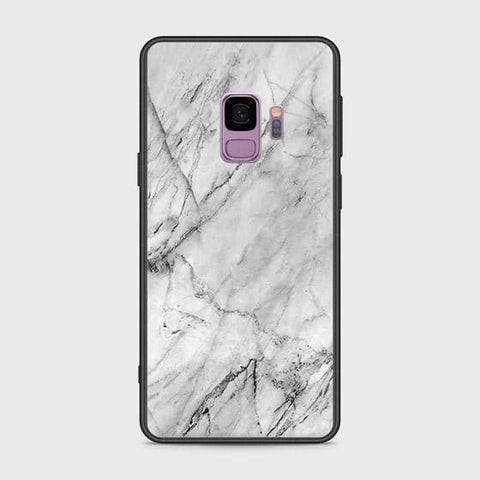 Samsung Galaxy S9 Cover - White Marble Series - HQ Ultra Shine Premium Infinity Glass Soft Silicon Borders Case