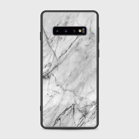 Samsung Galaxy S10 Cover - White Marble Series - HQ Ultra Shine Premium Infinity Glass Soft Silicon Borders Case