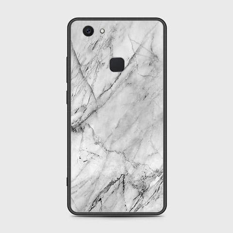 Vivo V7 Plus Cover - White Marble Series - HQ Ultra Shine Premium Infinity Glass Soft Silicon Borders Case