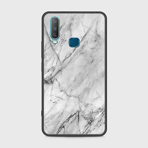 Vivo Y15 Cover - White Marble Series - HQ Ultra Shine Premium Infinity Glass Soft Silicon Borders Case