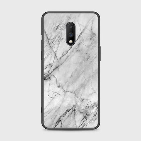 OnePlus 7 Cover - White Marble Series - HQ Ultra Shine Premium Infinity Glass Soft Silicon Borders Case