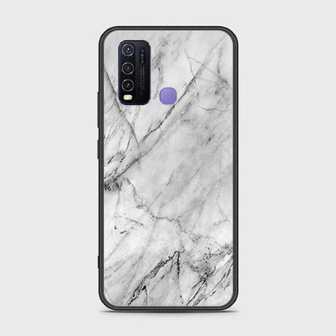 Vivo Y30 Cover - White Marble Series - HQ Ultra Shine Premium Infinity Glass Soft Silicon Borders Case