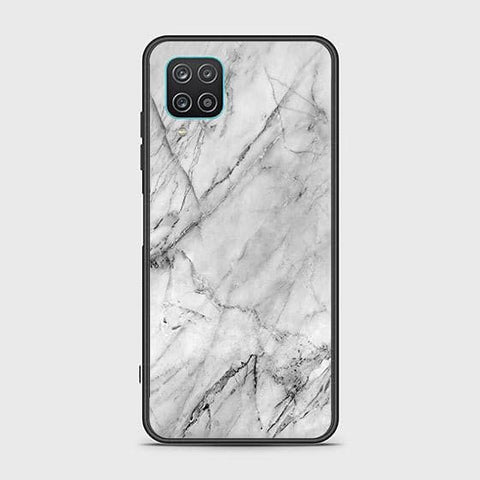 Samsung Galaxy A12 Nacho Cover - White Marble Series - HQ Ultra Shine Premium Infinity Glass Soft Silicon Borders Case