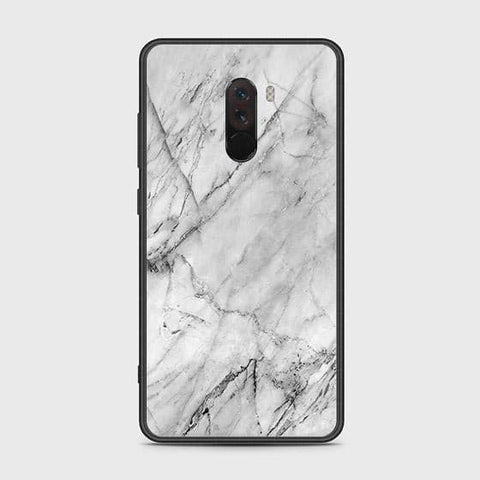 Xiaomi Pocophone F1 Cover - White Marble Series - HQ Ultra Shine Premium Infinity Glass Soft Silicon Borders Case