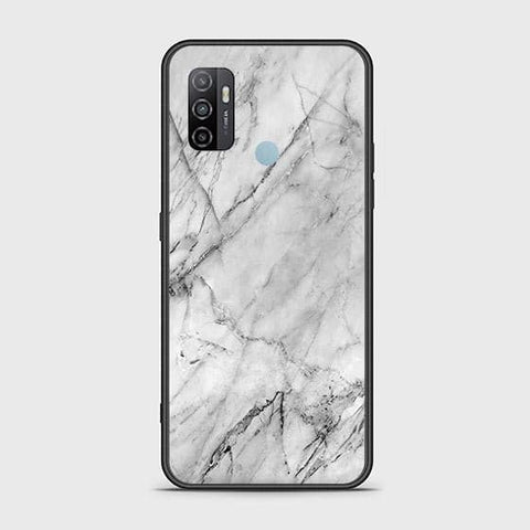 Oppo A53 Cover - White Marble Series - HQ Ultra Shine Premium Infinity Glass Soft Silicon Borders Case