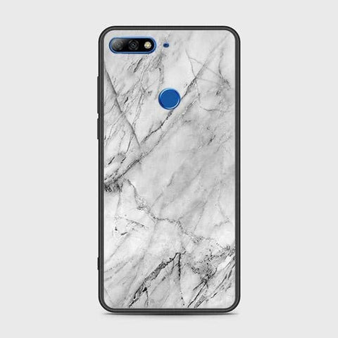 Honor 7C Cover - White Marble Series - HQ Ultra Shine Premium Infinity Glass Soft Silicon Borders Case