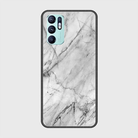 Oppo Reno 6 Cover - White Marble Series - HQ Ultra Shine Premium Infinity Glass Soft Silicon Borders Case