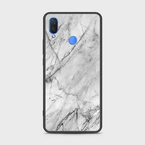 Honor 8C Cover - White Marble Series - HQ Ultra Shine Premium Infinity Glass Soft Silicon Borders Case