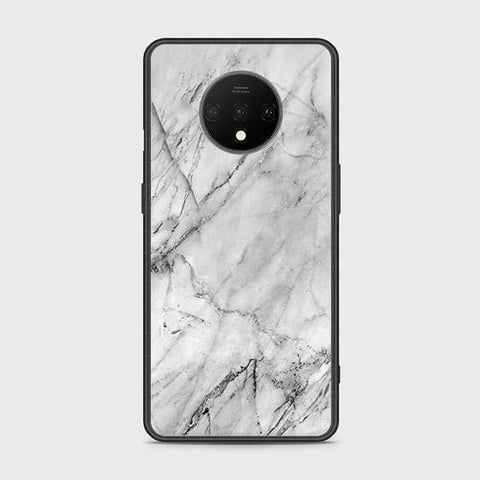 OnePlus 7T Cover - White Marble Series - HQ Ultra Shine Premium Infinity Glass Soft Silicon Borders Case