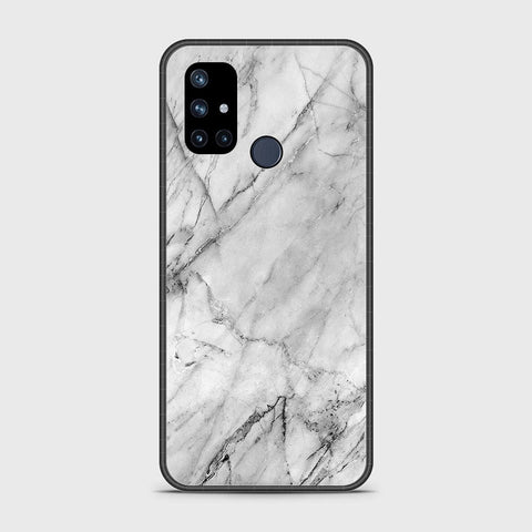 OnePlus Nord N10 5G Cover- White Marble Series - HQ Ultra Shine Premium Infinity Glass Soft Silicon Borders Case