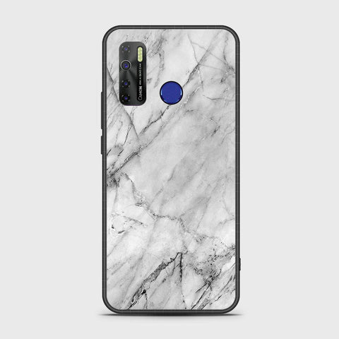 Infinix Hot 9 Pro Cover- White Marble Series - HQ Ultra Shine Premium Infinity Glass Soft Silicon Borders Case