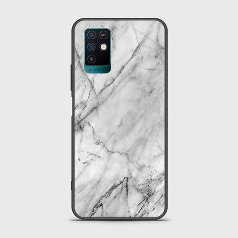 Infinix Note 10 Cover- White Marble Series - HQ Ultra Shine Premium Infinity Glass Soft Silicon Borders Case