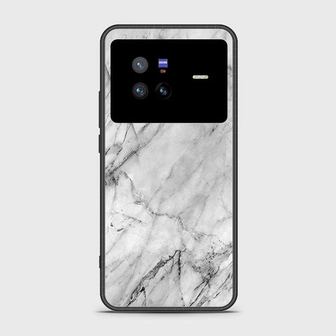 Vivo X80 Cover- White Marble Series - HQ Ultra Shine Premium Infinity Glass Soft Silicon Borders Case