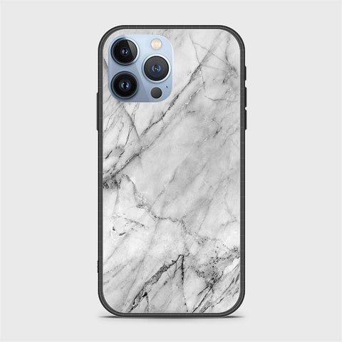 iPhone 14 Pro Cover- White Marble Series - HQ Ultra Shine Premium Infinity Glass Soft Silicon Borders Case