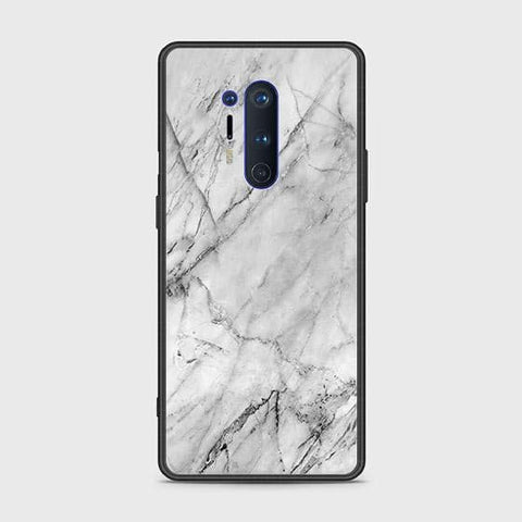 OnePlus 8 Pro Cover - White Marble Series - HQ Ultra Shine Premium Infinity Glass Soft Silicon Borders Case