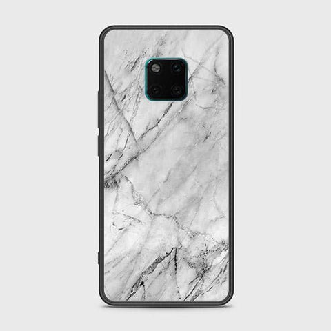 Huawei Mate 20 Pro Cover - White Marble Series - HQ Ultra Shine Premium Infinity Glass Soft Silicon Borders Case