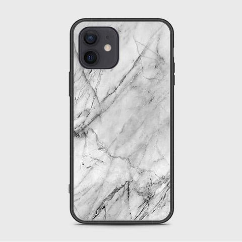 iPhone 12 Cover - White Marble Series - HQ Ultra Shine Premium Infinity Glass Soft Silicon Borders Case