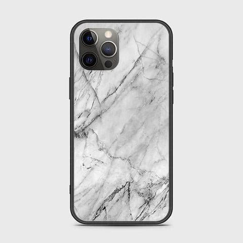 iPhone 12 Pro Cover - White Marble Series - HQ Ultra Shine Premium Infinity Glass Soft Silicon Borders Case