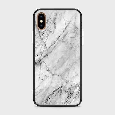 iPhone X Cover - White Marble Series - HQ Ultra Shine Premium Infinity Glass Soft Silicon Borders Case