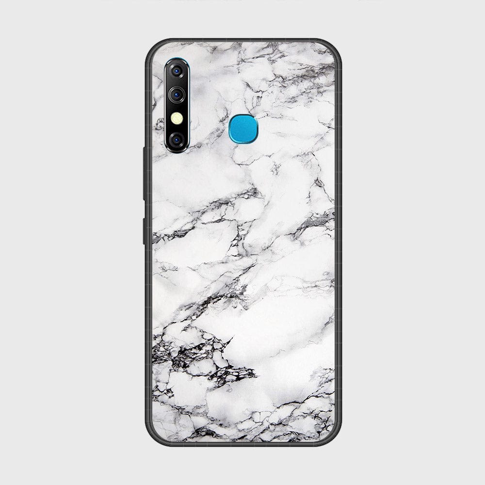 Infinix Hot 8Cover- White Marble Series - HQ Ultra Shine Premium Infinity Glass Soft Silicon Borders Case