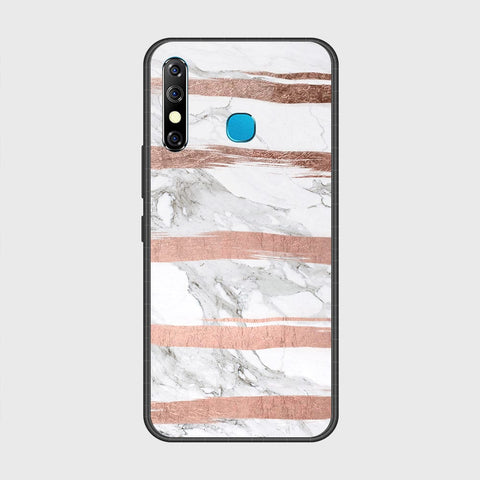 Infinix Hot 8Cover- White Marble Series - HQ Ultra Shine Premium Infinity Glass Soft Silicon Borders Case