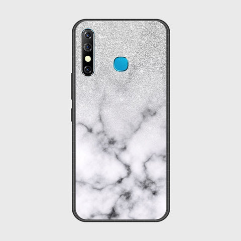 Infinix Hot 8Cover- White Marble Series - HQ Ultra Shine Premium Infinity Glass Soft Silicon Borders Case