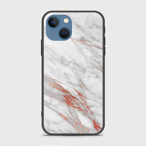 iPhone 13 Cover - White Marble Series - HQ Ultra Shine Premium Infinity Glass Soft Silicon Borders Case