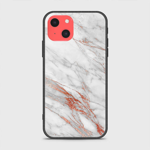 iPhone 13 Mini Cover - White Marble Series - HQ Ultra Shine Premium Infinity Glass Soft Silicon Borders Case