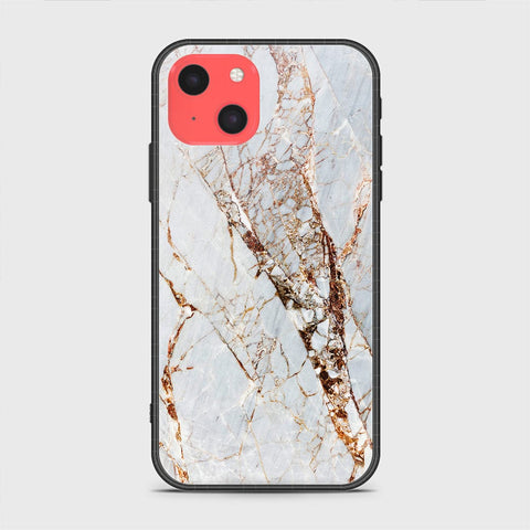 iPhone 13 Mini Cover - White Marble Series - HQ Ultra Shine Premium Infinity Glass Soft Silicon Borders Case