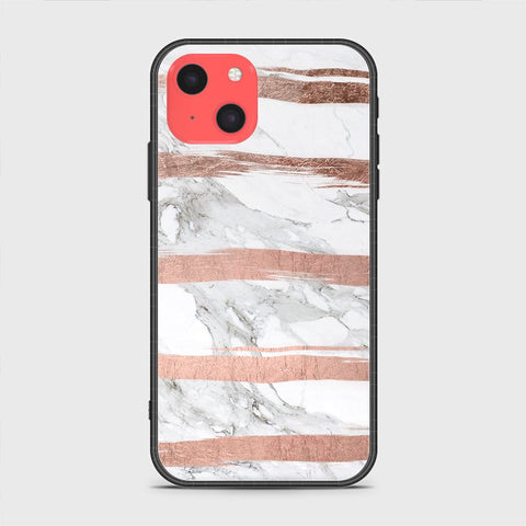 iPhone 13 Mini Cover - White Marble Series - HQ Ultra Shine Premium Infinity Glass Soft Silicon Borders Case