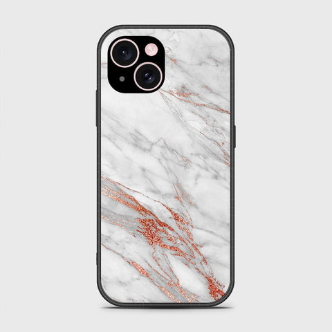 iPhone 15 Plus Cover- White Marble Series - HQ Ultra Shine Premium Infinity Glass Soft Silicon Borders Case