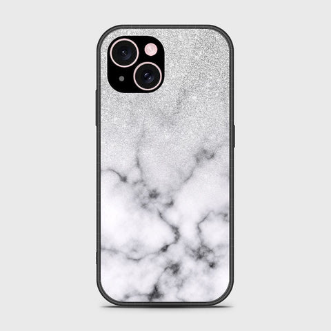 iPhone 15 Cover- White Marble Series - HQ Ultra Shine Premium Infinity Glass Soft Silicon Borders Case