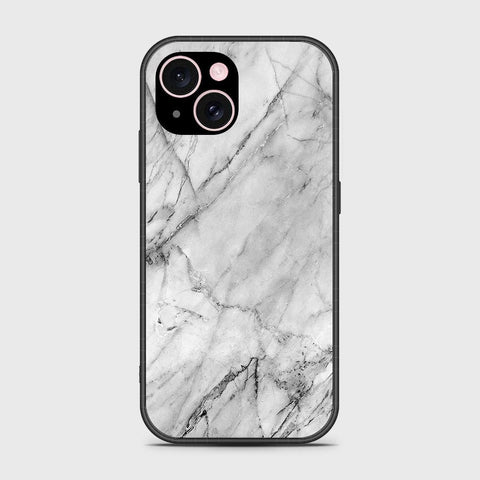 iPhone 15 Plus Cover- White Marble Series - HQ Ultra Shine Premium Infinity Glass Soft Silicon Borders Case