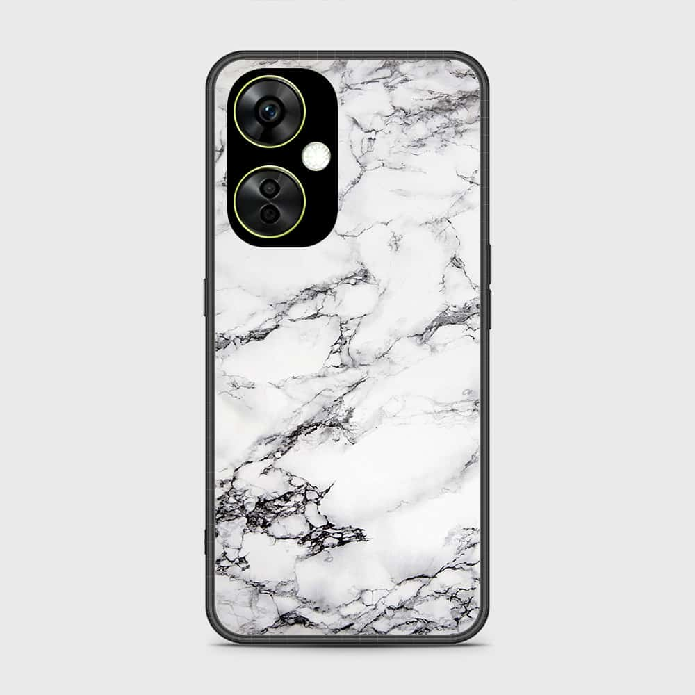 OnePlus Nord CE 3 Lite Cover- White Marble Series - HQ Ultra Shine Premium Infinity Glass Soft Silicon Borders Case