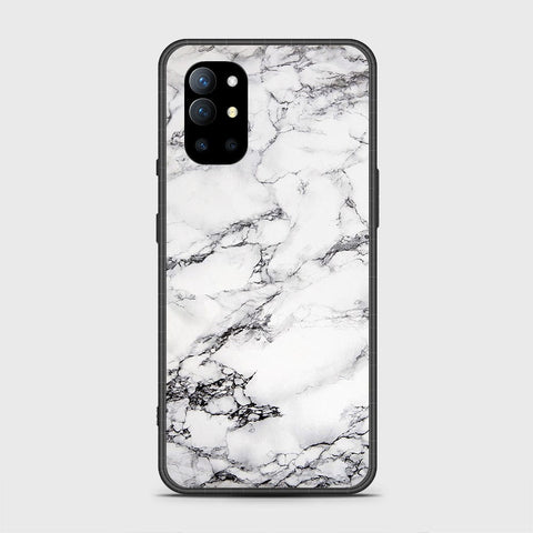 OnePlus 9R Cover - White Marble Series - HQ Ultra Shine Premium Infinity Glass Soft Silicon Borders Case