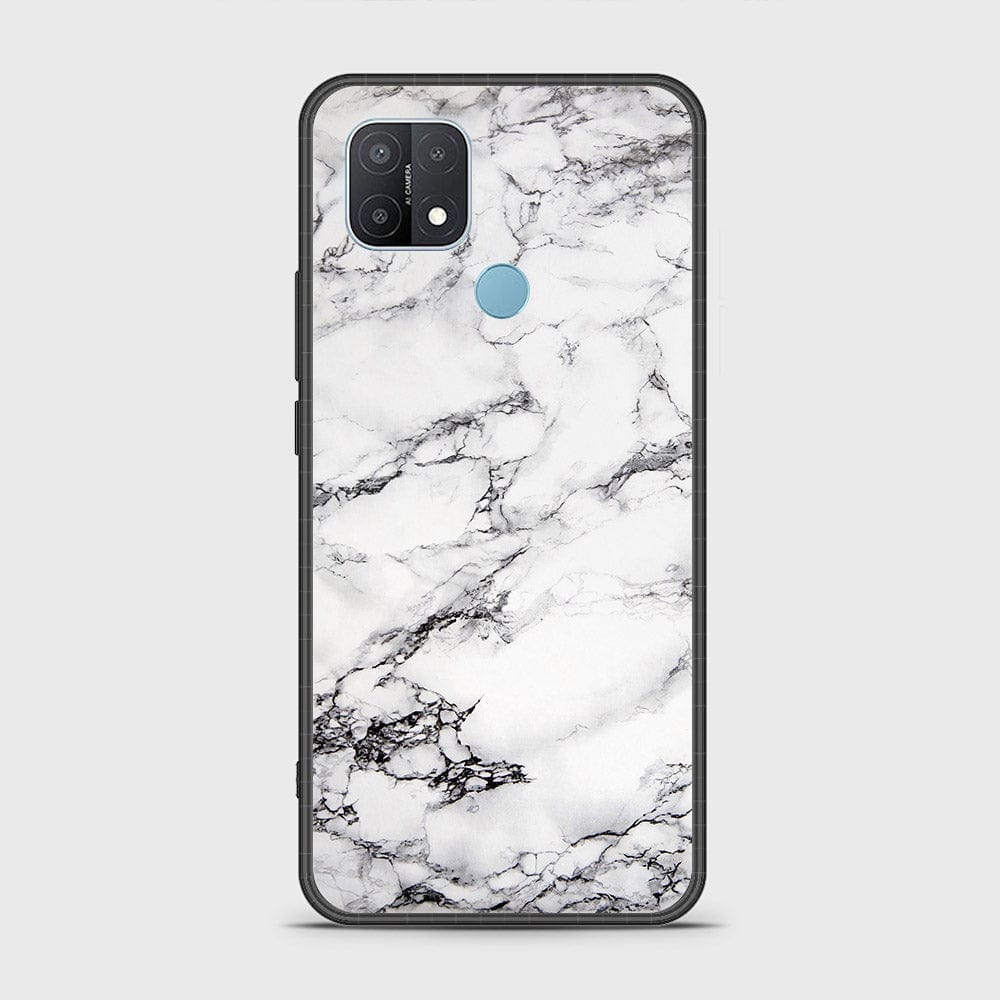 Oppo A15s Cover- White Marble Series - HQ Ultra Shine Premium Infinity Glass Soft Silicon Borders Case