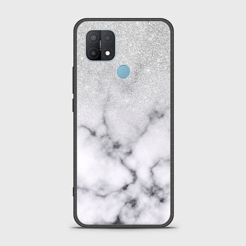 Oppo A15s Cover- White Marble Series - HQ Ultra Shine Premium Infinity Glass Soft Silicon Borders Case