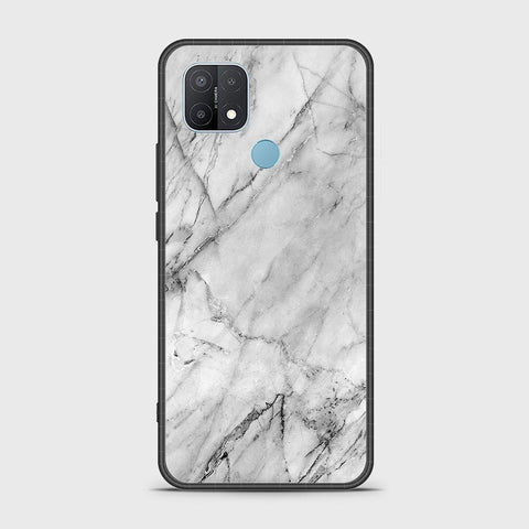 Oppo A15s Cover- White Marble Series - HQ Ultra Shine Premium Infinity Glass Soft Silicon Borders Case