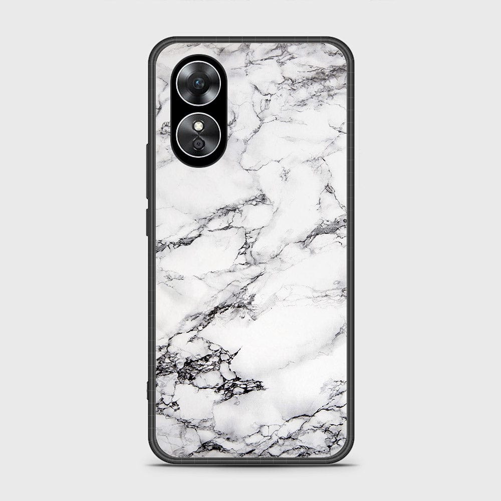 Oppo A17 Cover- White Marble Series - HQ Ultra Shine Premium Infinity Glass Soft Silicon Borders Case