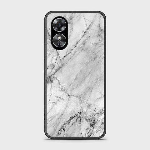 Oppo A17 Cover- White Marble Series - HQ Ultra Shine Premium Infinity Glass Soft Silicon Borders Case