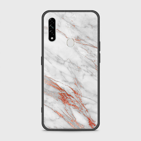 Oppo A31 Cover- White Marble Series - HQ Ultra Shine Premium Infinity Glass Soft Silicon Borders Case